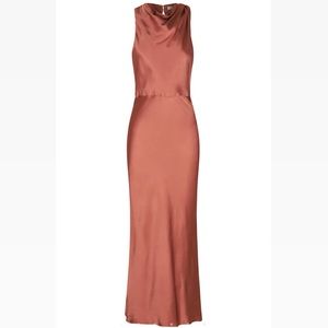 Shona Joy - La Lune High Neck Midi Dress in Terracotta size US 4